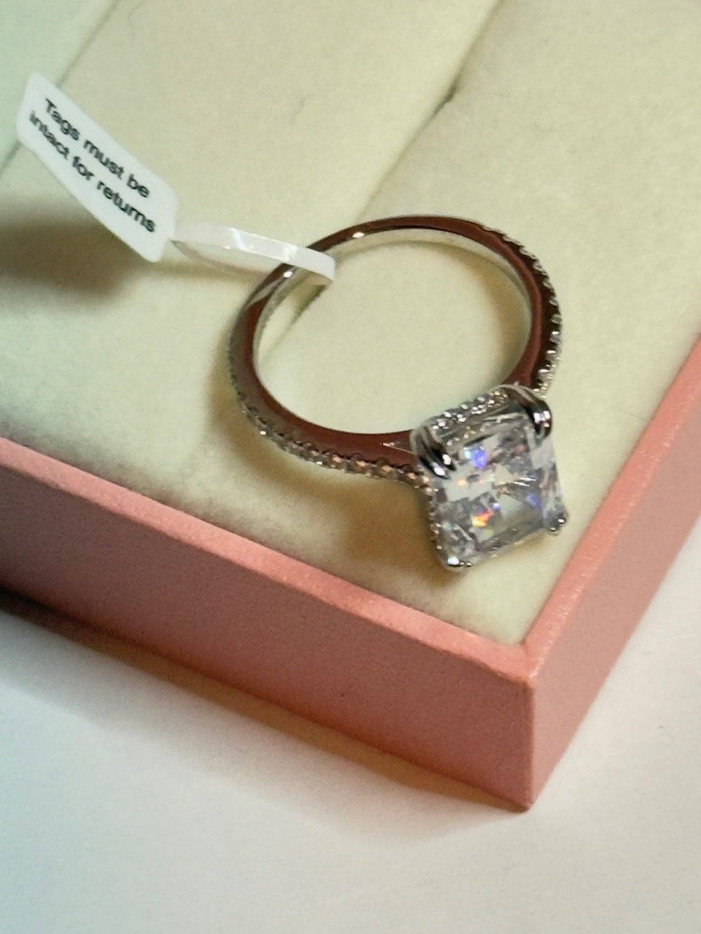 925 Sterling Silver 4.5CT Radiant Cut Cubic Zirconia Ring Sz 7.5 NIB